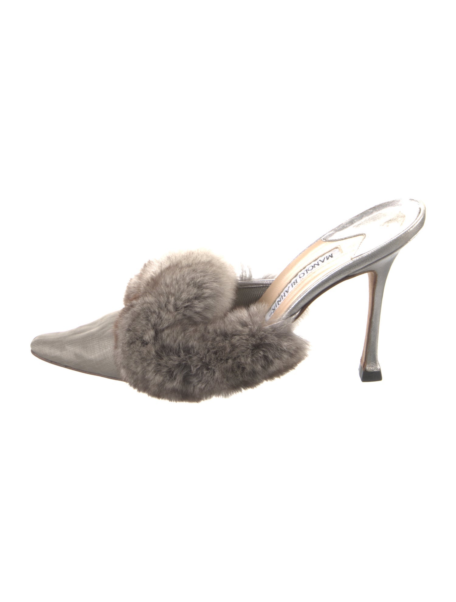 Manolo Blahnik Fur Trim Mules