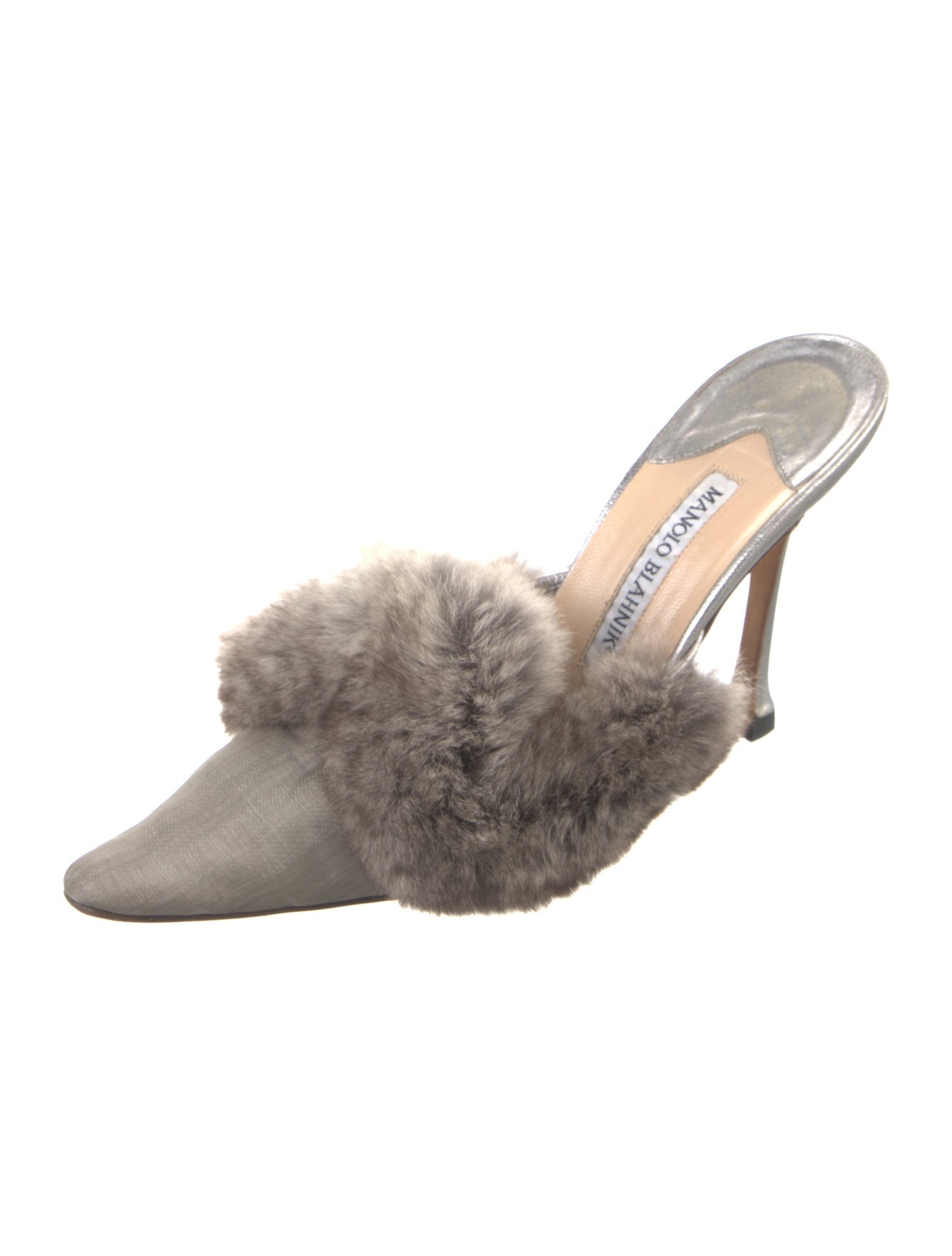 Manolo Blahnik Fur Trim Mules