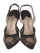 Manolo Blahnik Mesh Floral Print Slingback Pumps