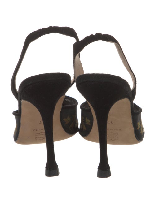 Manolo Blahnik Mesh Floral Print Slingback Pumps