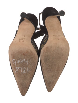 Manolo Blahnik Mesh Floral Print Slingback Pumps