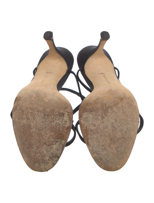 Manolo Blahnik Satin Crystal Embellishments T-Strap Sandals