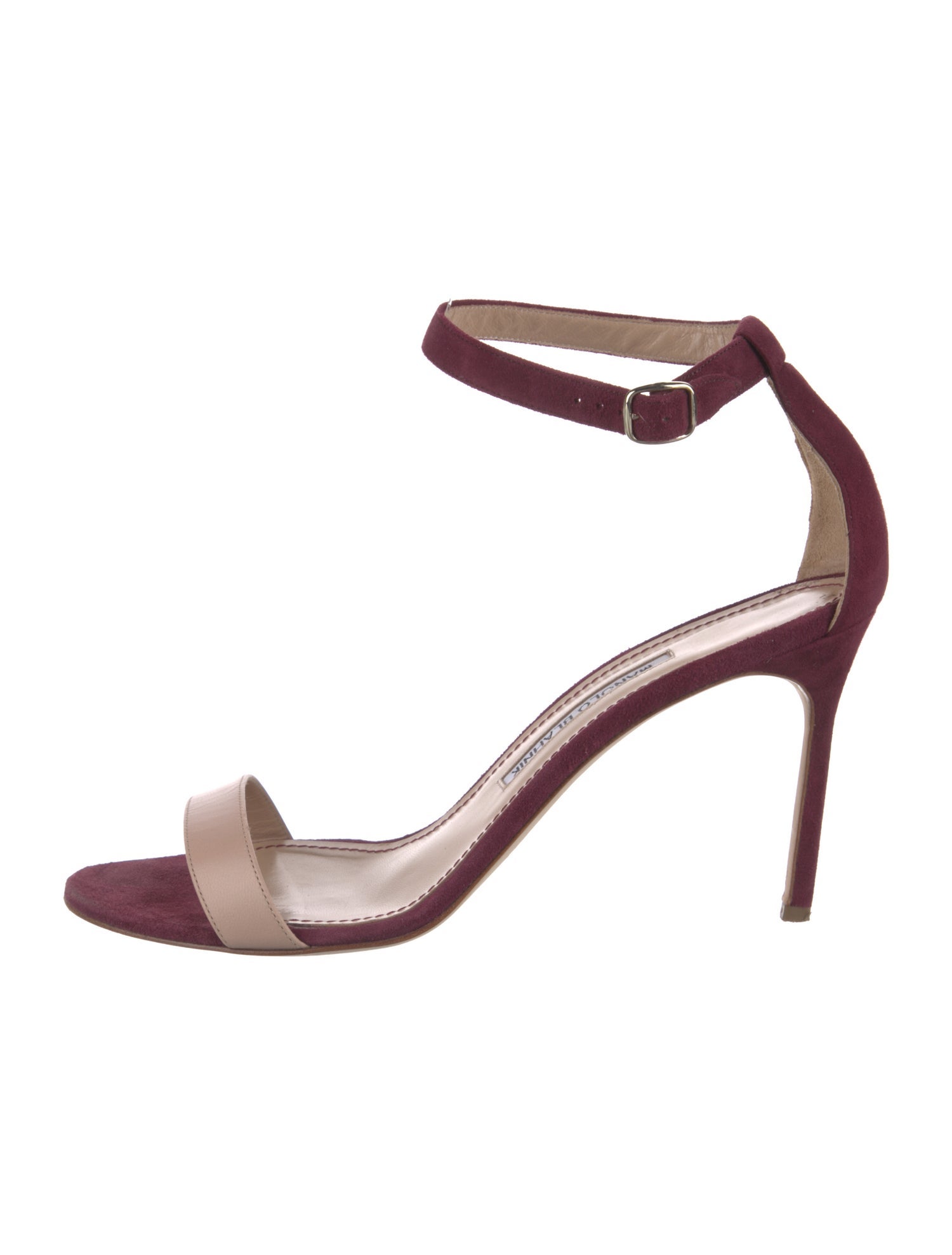 Manolo Blahnik Suede Colorblock Pattern Sandals