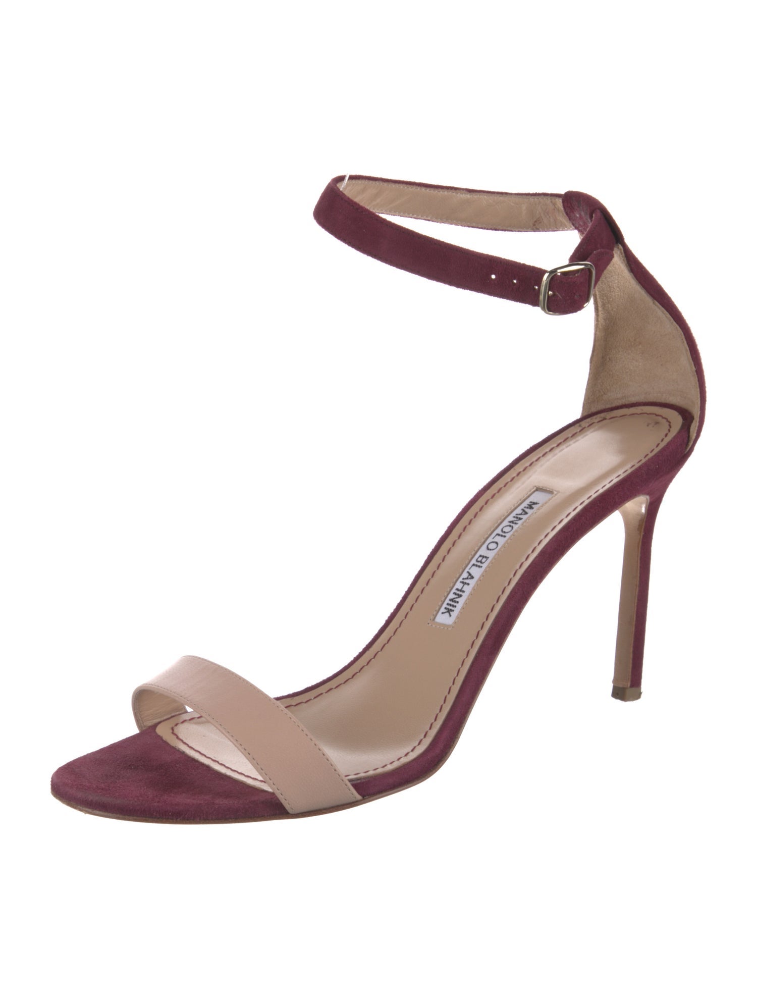 Manolo Blahnik Suede Colorblock Pattern Sandals