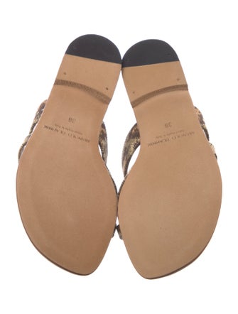 Manolo Blahnik Leather Animal Print Slides