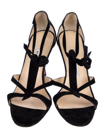 Manolo Blahnik Suede T-Strap Sandals