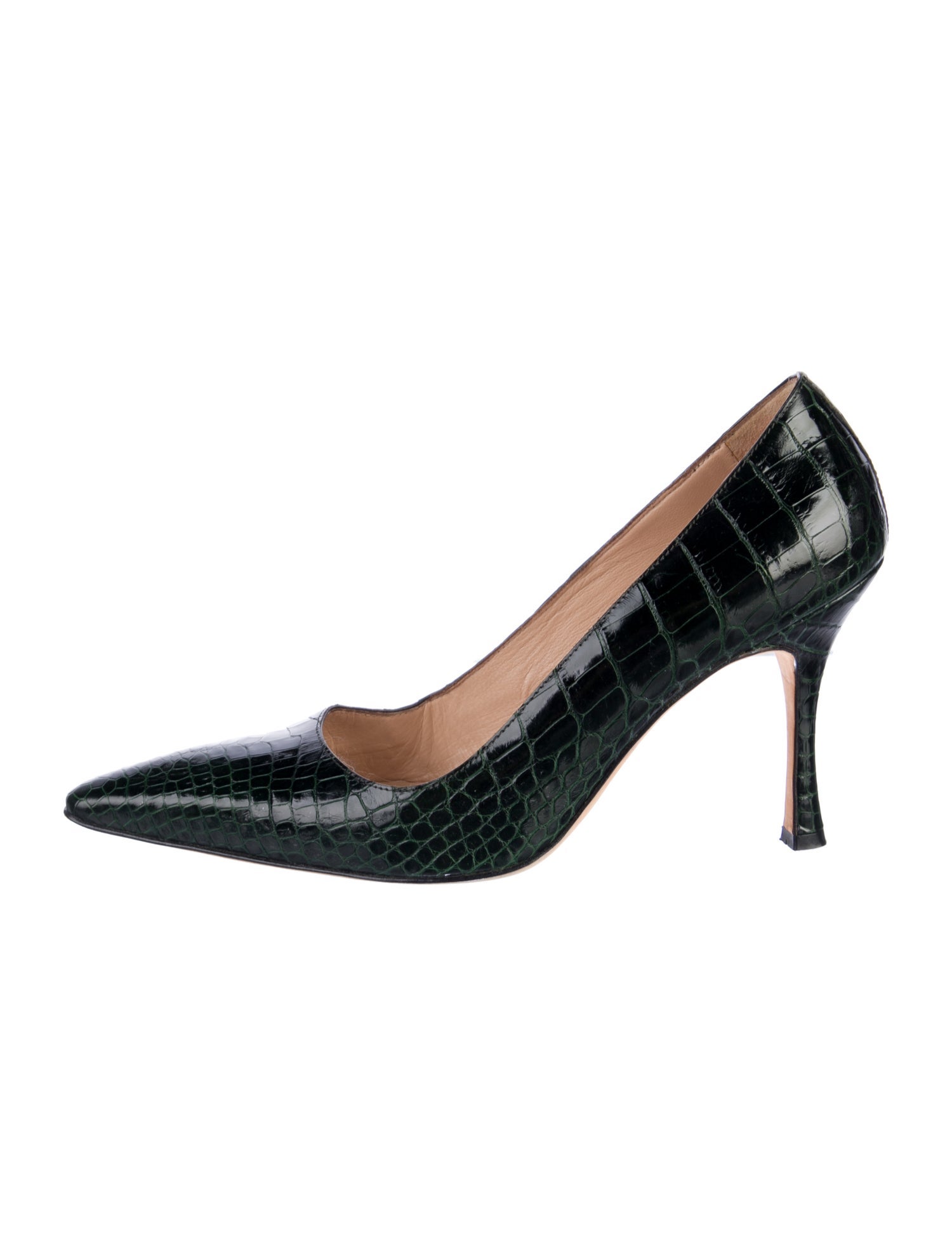 Manolo Blahnik Embossed Leather Pumps