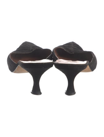 Manolo Blahnik Suede Pleated Accents Mules