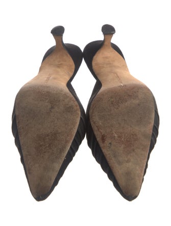 Manolo Blahnik Suede Pleated Accents Mules