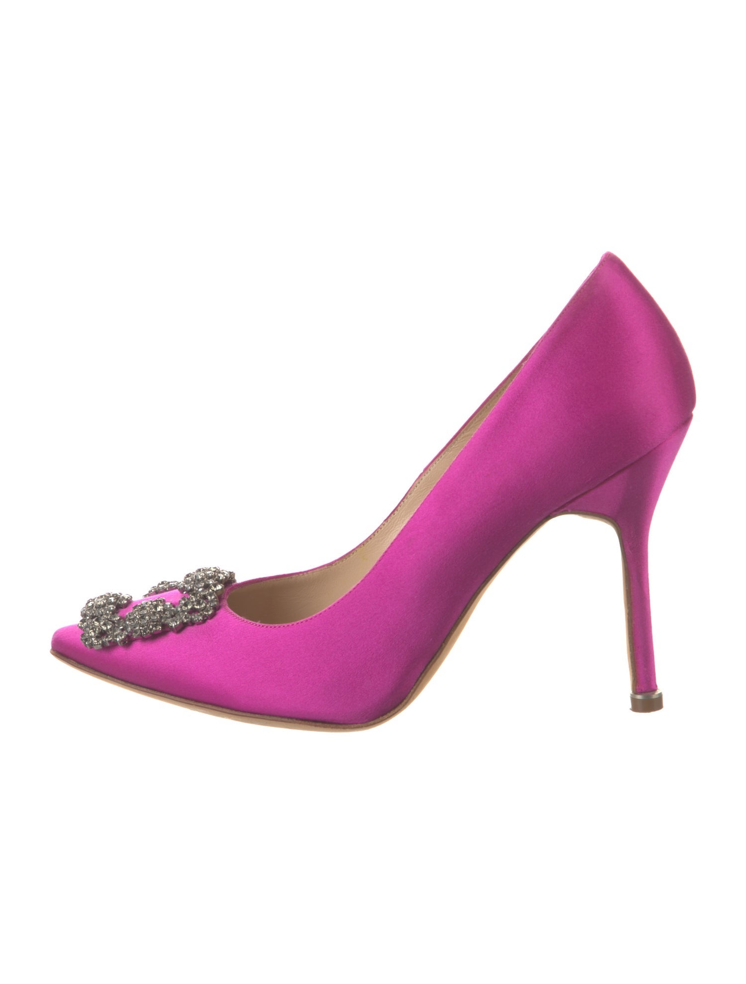 Manolo Blahnik Satin Crystal Embellishments Pumps