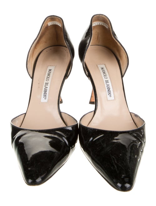Manolo Blahnik Quilted Pattern Patent Leather D'Orsay Pumps