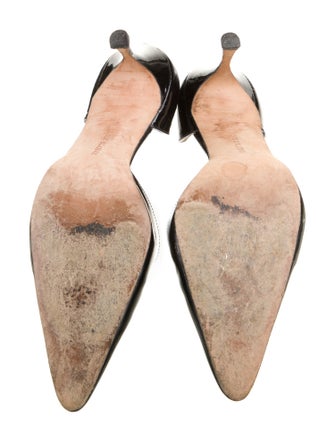 Manolo Blahnik Quilted Pattern Patent Leather D'Orsay Pumps