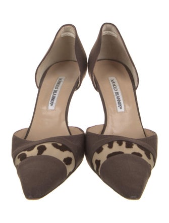 Manolo Blahnik Canvas Mesh Accents D'Orsay Pumps