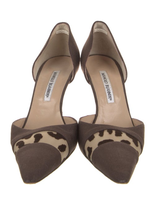 Manolo Blahnik Canvas Mesh Accents D'Orsay Pumps