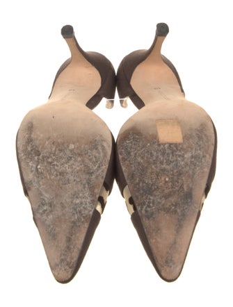 Manolo Blahnik Canvas Mesh Accents D'Orsay Pumps