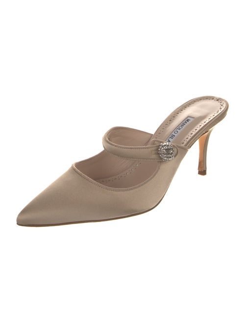 Manolo Blahnik Satin Crystal Embellishments Mules