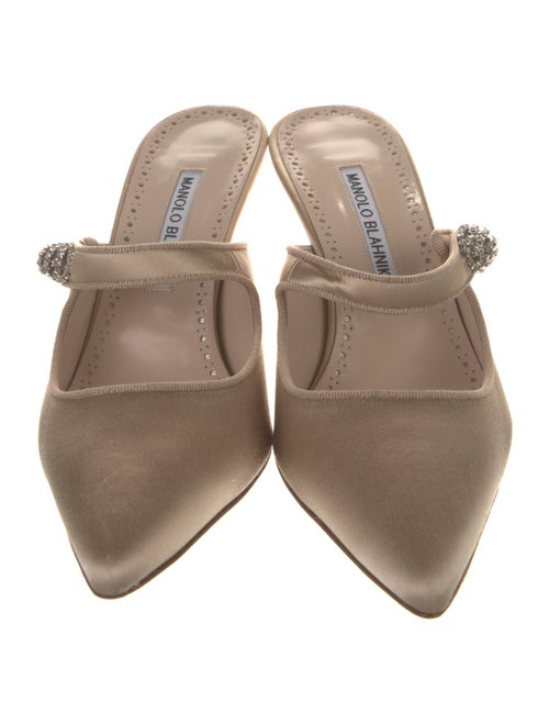 Manolo Blahnik Satin Crystal Embellishments Mules