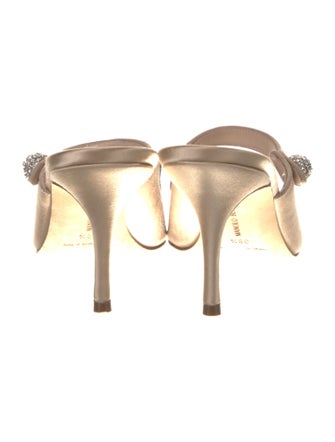 Manolo Blahnik Satin Crystal Embellishments Mules