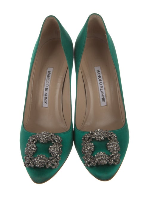Manolo Blahnik Satin Crystal Embellishments Pumps