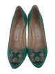 Manolo Blahnik Satin Crystal Embellishments Pumps