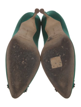 Manolo Blahnik Satin Crystal Embellishments Pumps