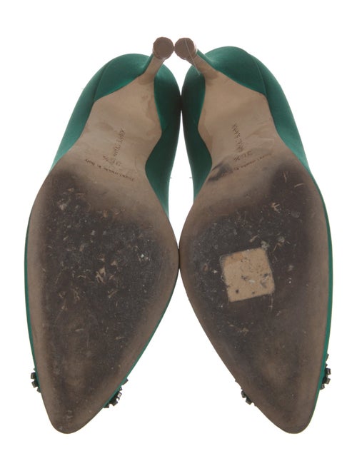 Manolo Blahnik Satin Crystal Embellishments Pumps
