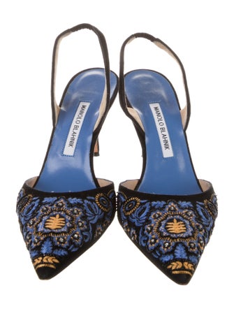 Manolo Blahnik Suede Printed Slingback Pumps