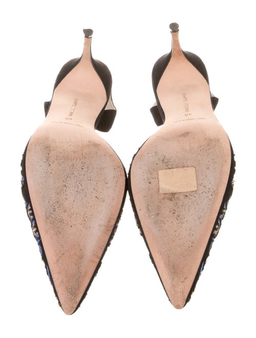 Manolo Blahnik Suede Printed Slingback Pumps