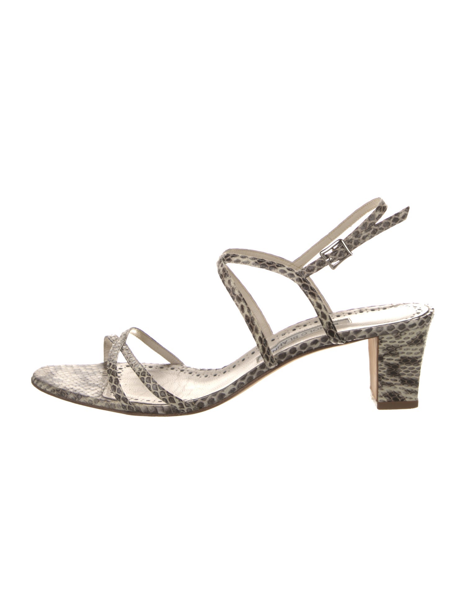 Manolo Blahnik Python Animal Print Slingback Sandals