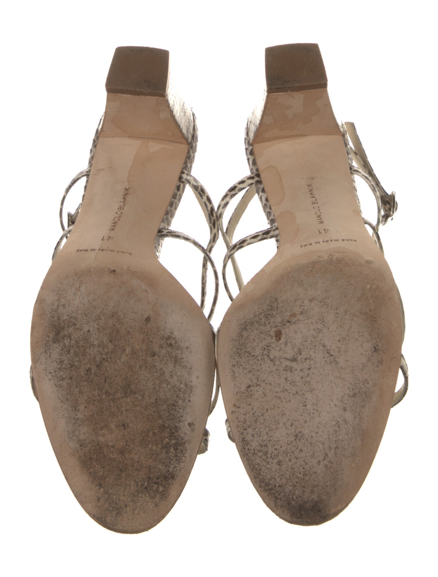 Manolo Blahnik Python Animal Print Slingback Sandals