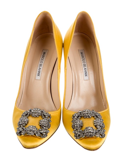 Manolo Blahnik Satin Crystal Embellishments Pumps