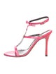Manolo Blahnik Patent Leather Striped T-Strap Sandals