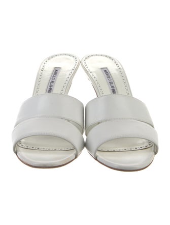 Manolo Blahnik Leather Cutout Accent Slides