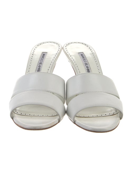 Manolo Blahnik Leather Cutout Accent Slides
