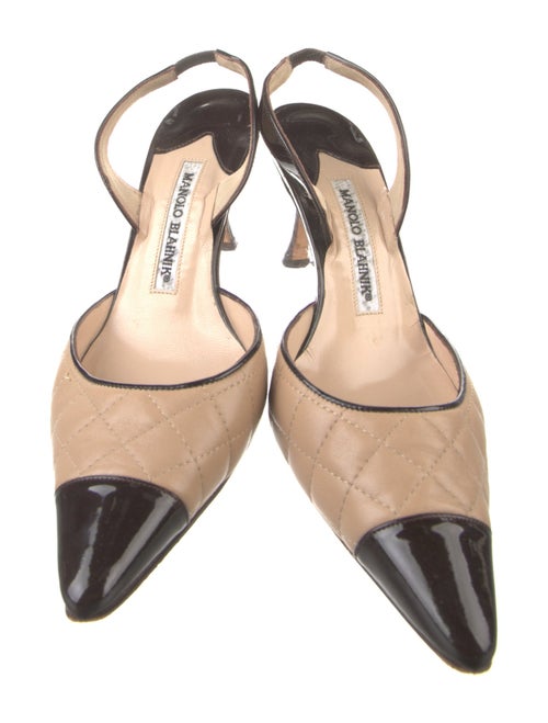 Manolo Blahnik Quilted Pattern Leather Slingback Pumps