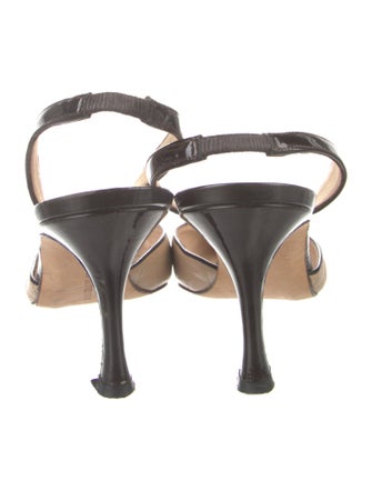 Manolo Blahnik Quilted Pattern Leather Slingback Pumps