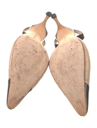 Manolo Blahnik Quilted Pattern Leather Slingback Pumps