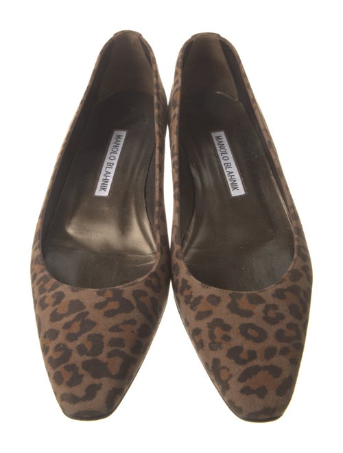 Manolo Blahnik Suede Animal Print Flats