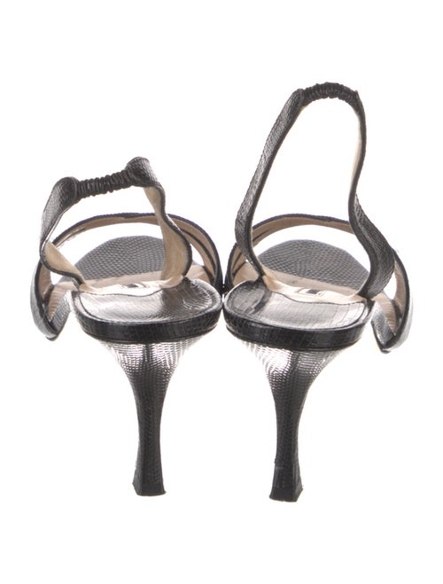 Manolo Blahnik Lizard Animal Print Slingback Sandals