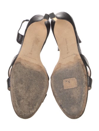 Manolo Blahnik Lizard Animal Print Slingback Sandals