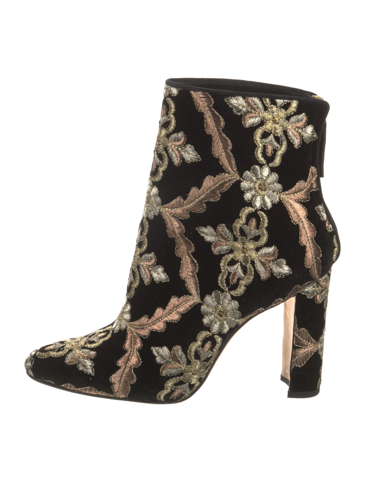 Manolo Blahnik Velvet Floral Print Boots