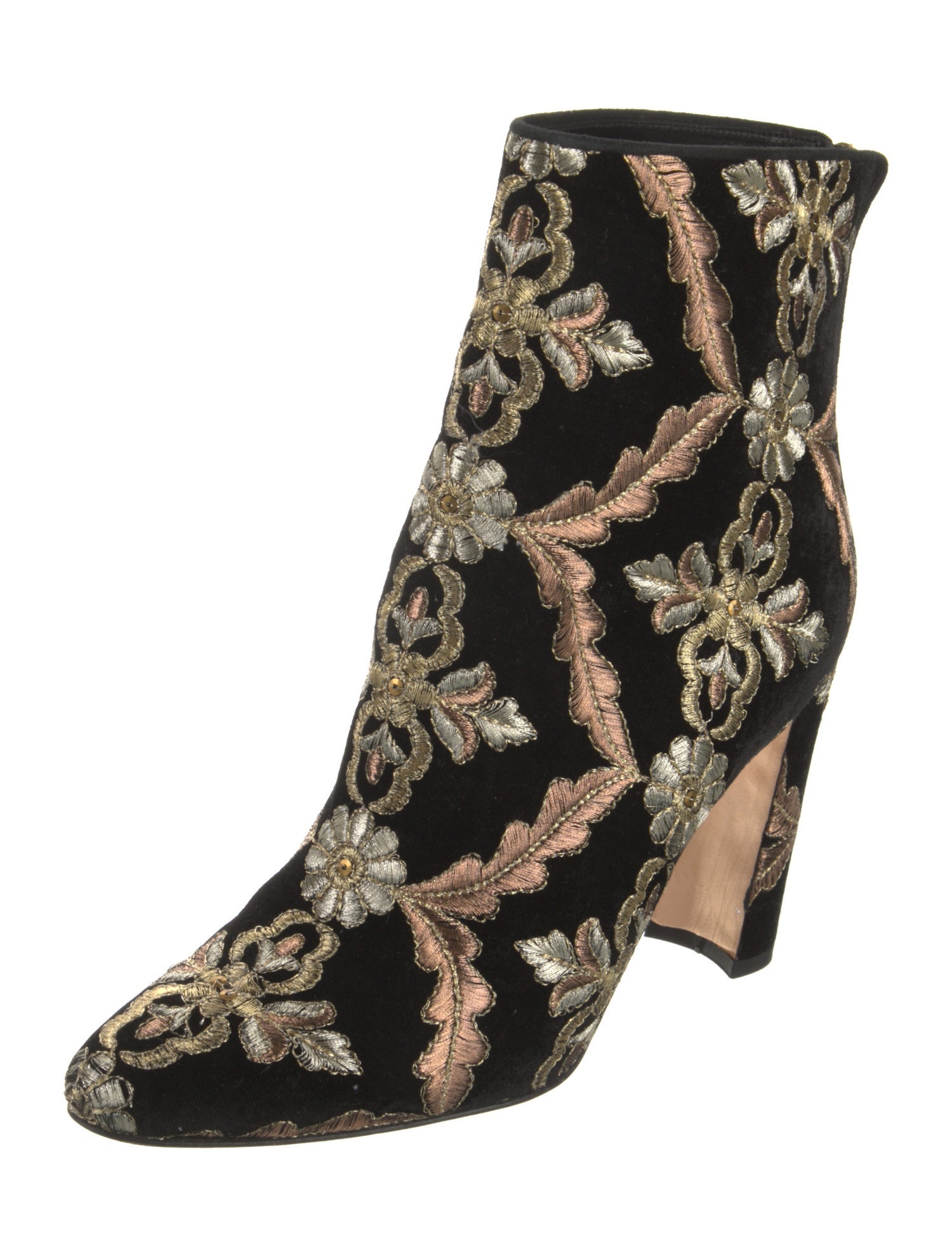 Manolo Blahnik Velvet Floral Print Boots