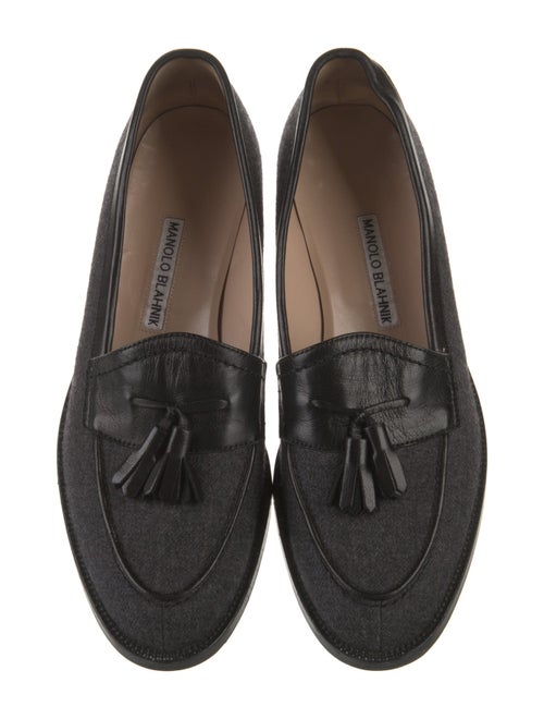Manolo Blahnik Wool Tassel Accents Loafers