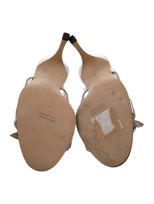 Manolo Blahnik Leather Crystal Embellishments Slides