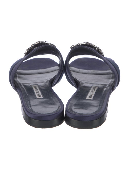 Manolo Blahnik Satin Crystal Embellishments Slides
