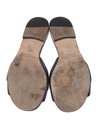 Manolo Blahnik Satin Crystal Embellishments Slides