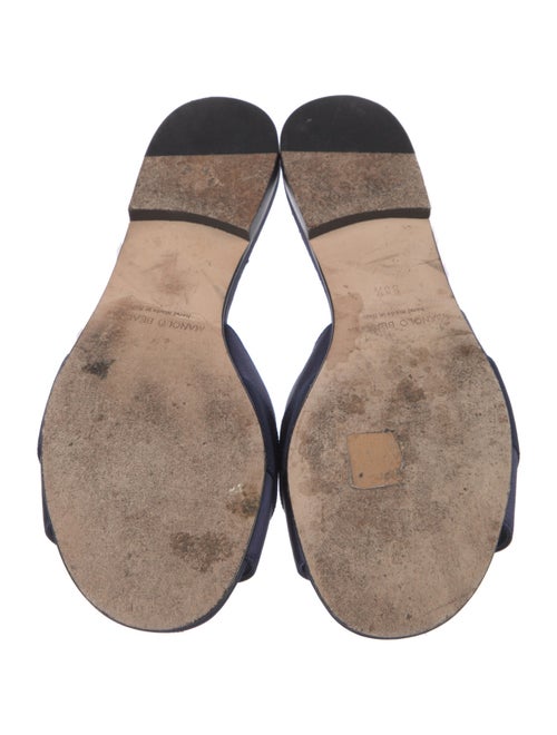 Manolo Blahnik Satin Crystal Embellishments Slides