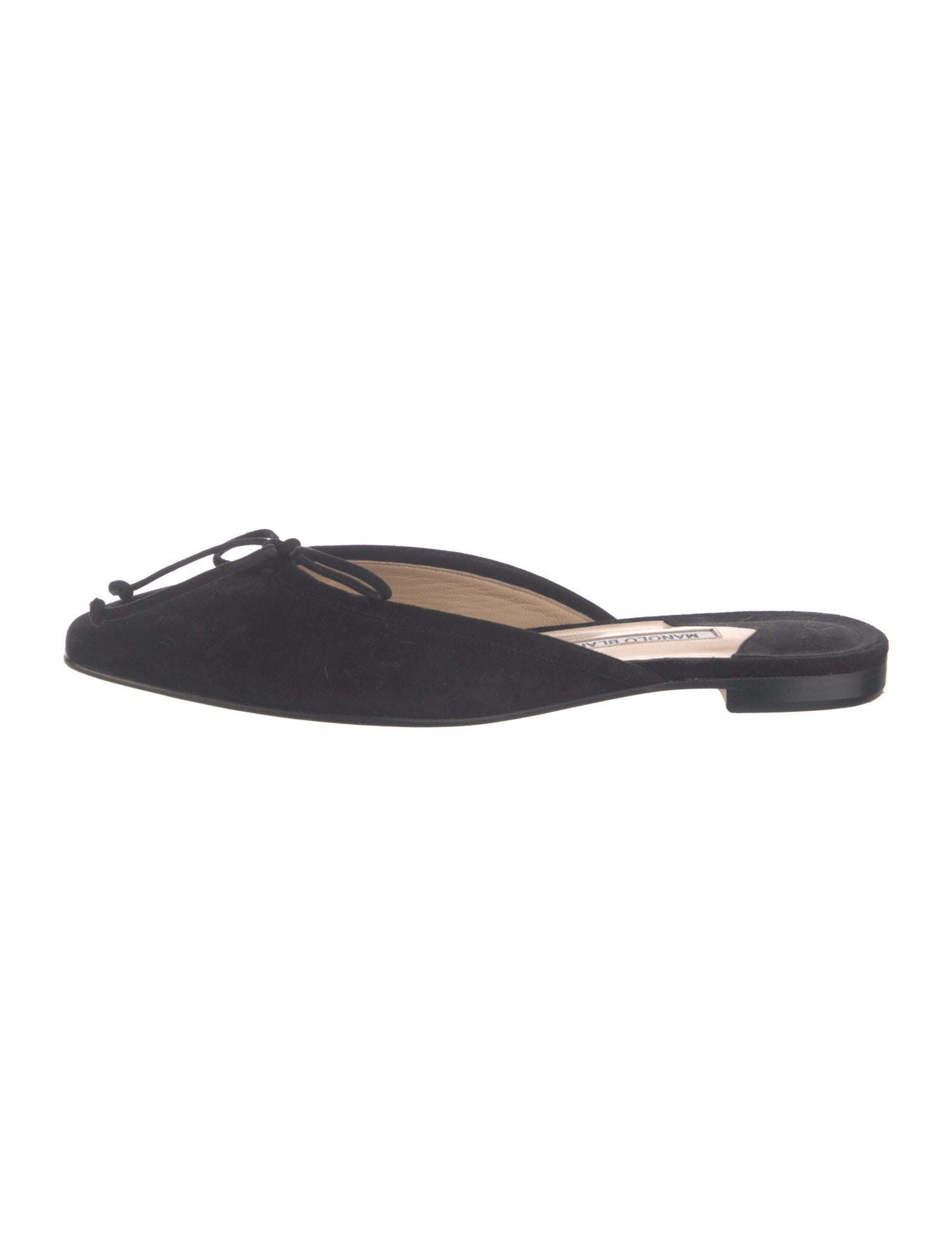Manolo Blahnik Suede Bow Accents Mules
