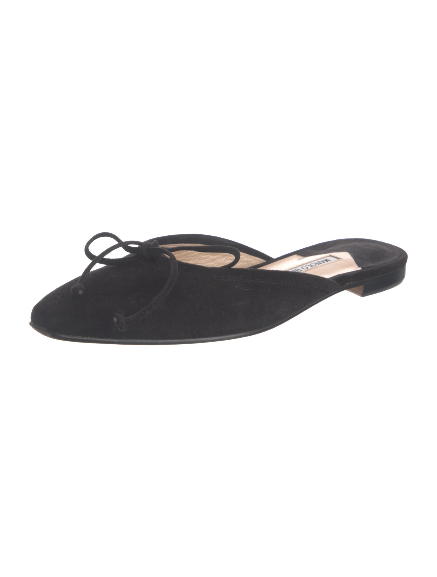 Manolo Blahnik Suede Bow Accents Mules