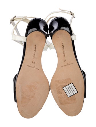 Manolo Blahnik Patent Leather Colorblock Pattern Sandals